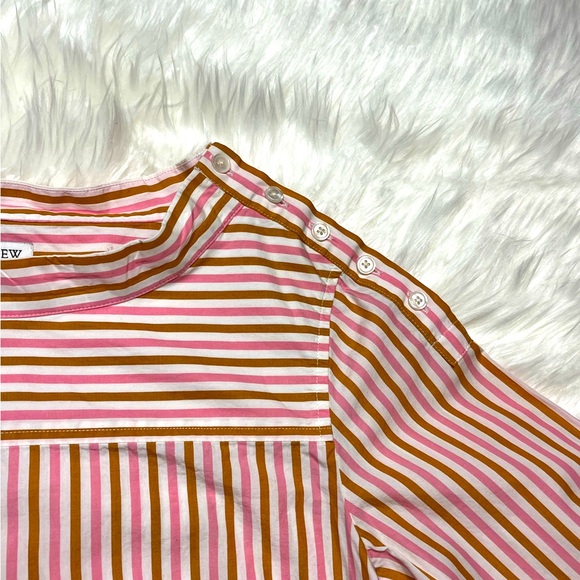 J crew Classic striped high low blouse with shoulder button accent Size 6 CB154 - Picture 2 of 5